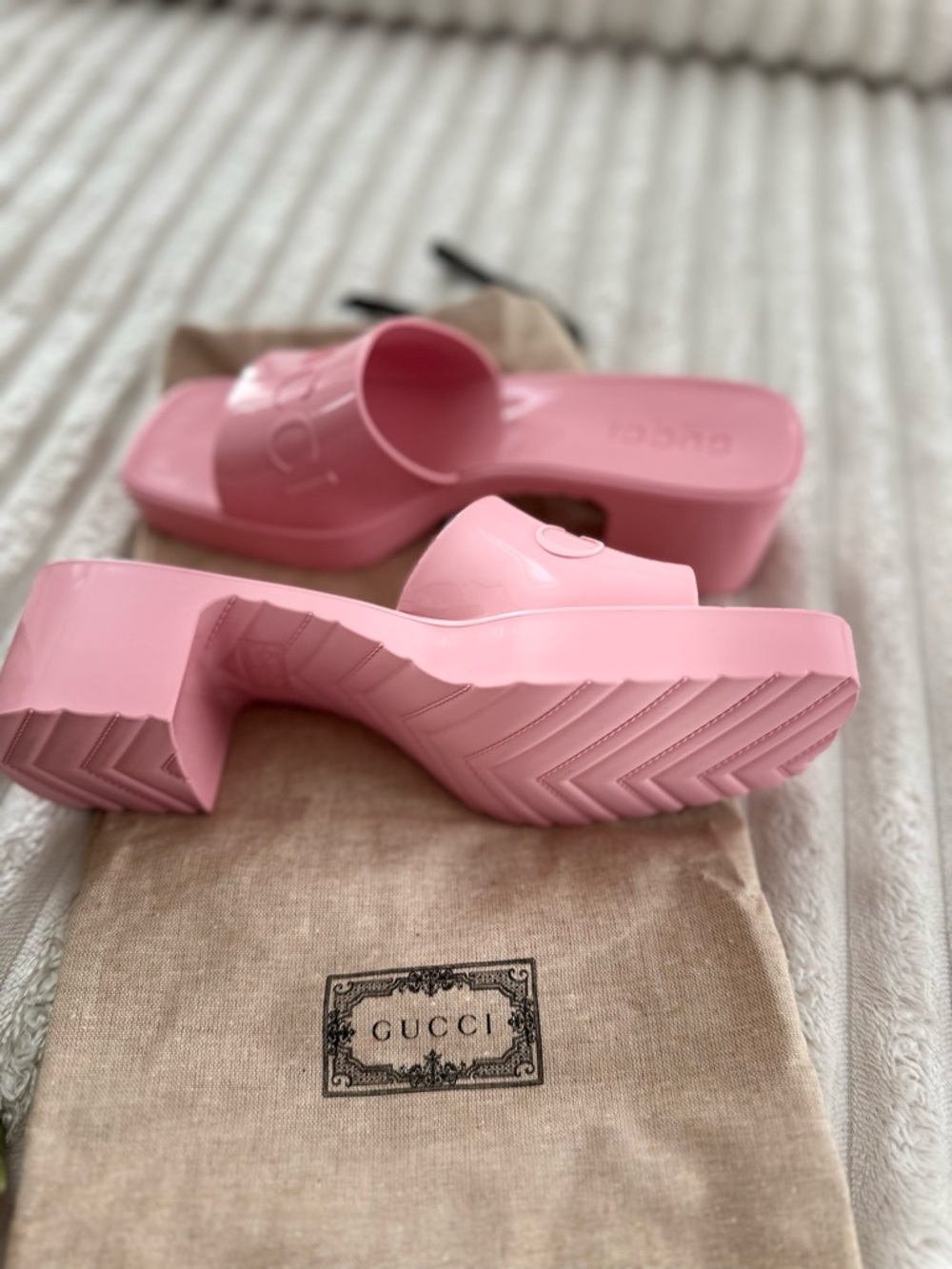 Gucci Bubblegum Pink Platform Clog Mules